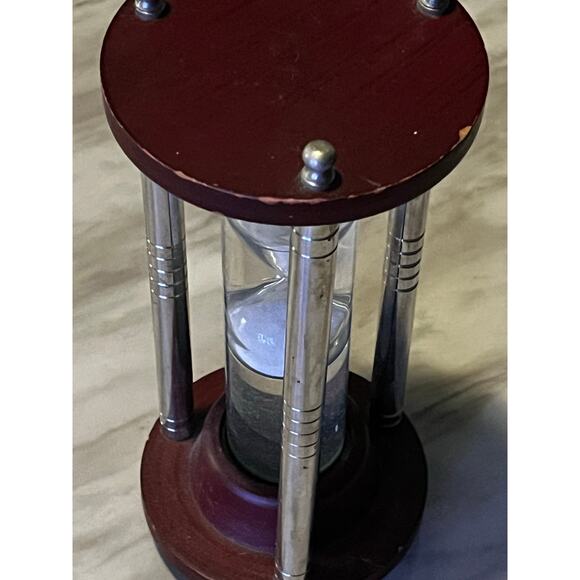 Deco 79 Wood Aluminum Glass Floatng Sand Timer 4" W, 9" - Picture 2 of 4
